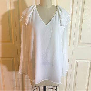 Brand new ruffle sleeve Calvin Klein white blouse!